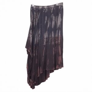 Sacred Threads embroidered midi skirt boho grunge festival witchy asymmetric hem